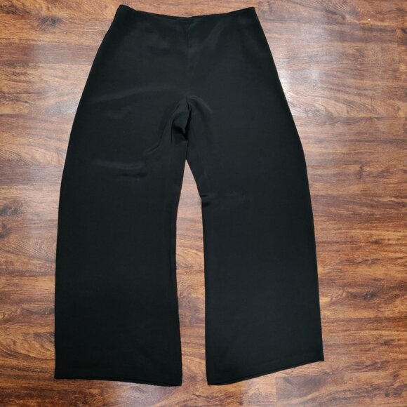 Eileen Fisher Silk Lagenlook Artsey High Rise Wide Leg Trouser Pants Black 14/34 - Picture 3 of 11